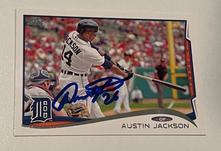 SIGNED BASEBALL CARD AUTO TOPPS 2014 AUSTIN JACKSON DETROIT TIGERS #372