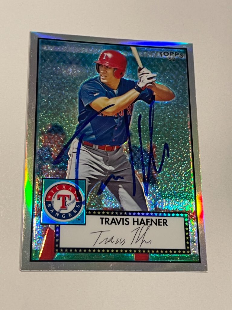 SIGNED BASEBALL CARD AUTO TOPPS '52 ROOKIES 2007 TRAVIS HAFNER RANGERS /552