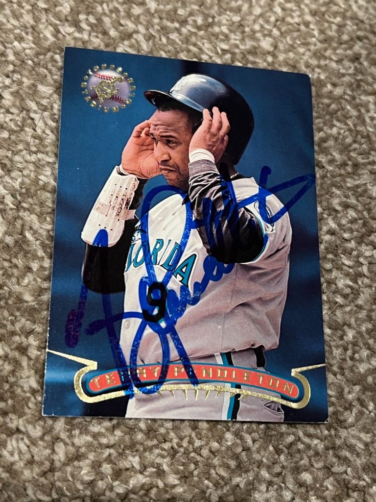 SIGNED BASEBALL CARD AUTO TOPPS STADIUM CLUB 1996 TERRY PENDLETON TSC MARLINS