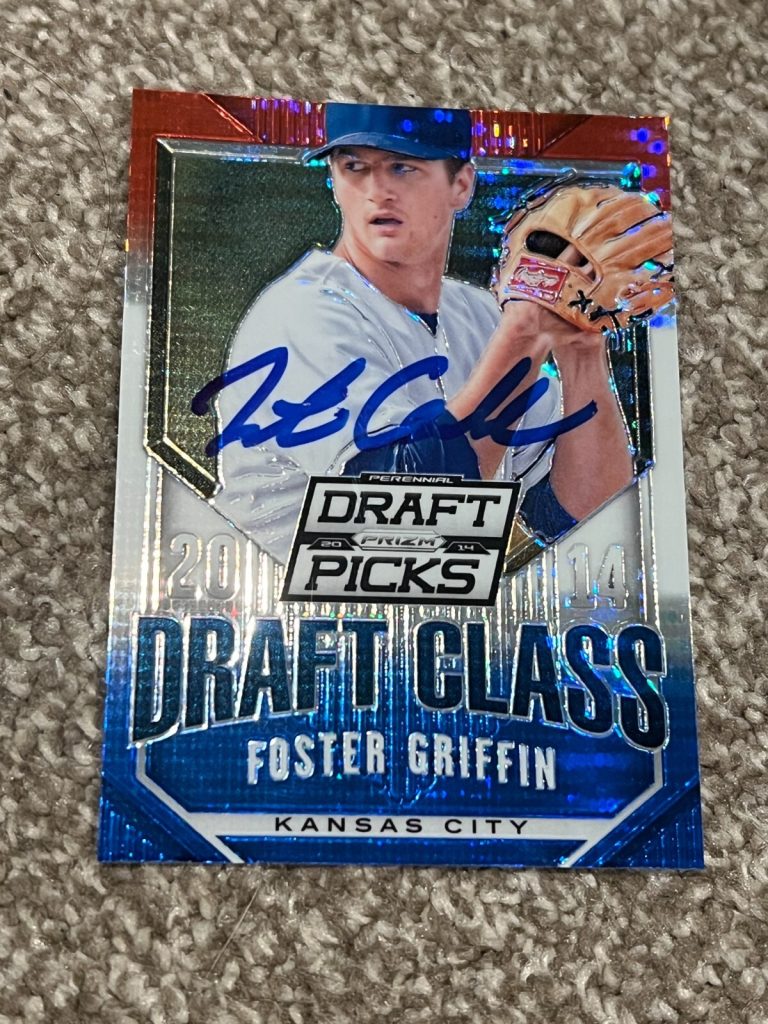 SIGNED BASEBALL CARD AUTO PRIZM 2014 FOSTER GRIFFIN #26 KANSAS CITY ROYALS VARI.