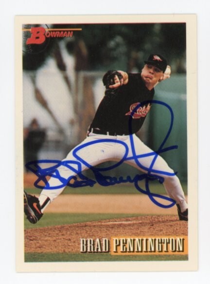 SIGNED BASEBALL CARD AUTO BALTIMORE ORIOLES BRAD PENNINGTON 1993 BOWMAN #661