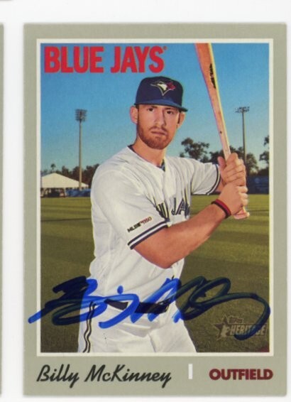 SIGNED BASEBALL CARD AUTO TOPPS 2019 HERITAGE BILLY MCKINNEY BLUE JAYS #678