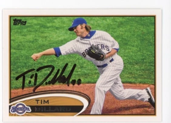 SIGNED BASEBALL CARD AUTO 2011 TOPPS TIM DILLARD MILWAUKEE BREWERS #US231