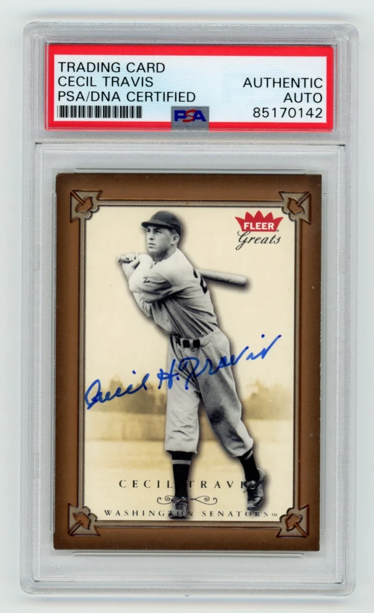 SIGNED BASEBALL CARD PSA/DNA CECIL TRAVIS 2004 GREATS OF THE GAME GOTG #98