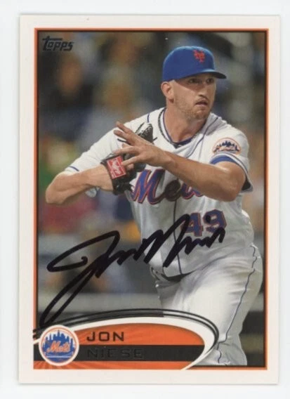 SIGNED BASEBALL CARD AUTO TOPPS 2012 JON NIESE NEW YORK METS #49