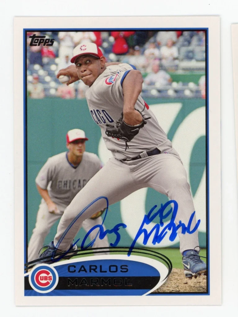 SIGNED BASEBALL CARD AUTO TOPPS 2012 CHICAGO CUBS CARLOS MARMOL #485