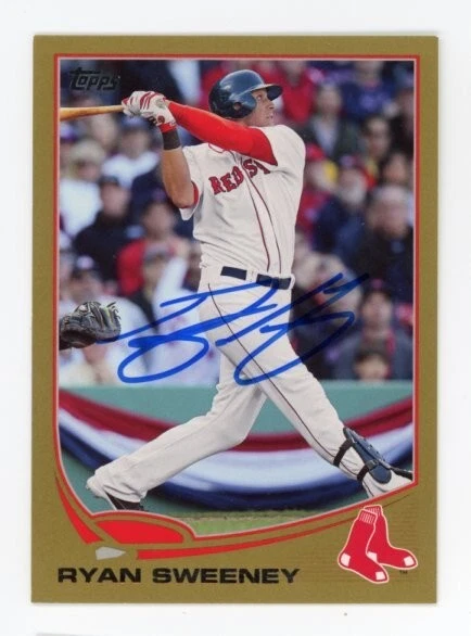 SIGNED BASEBALL CARD AUTO TOPPS 2013 RYAN SWEENEY BOSTON RED SOX #291 GOLD /2013