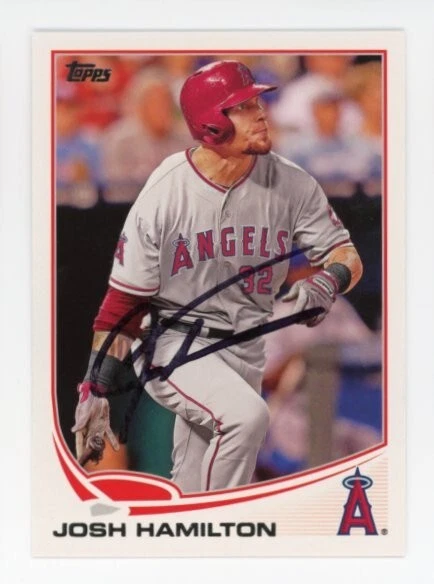 SIGNED BASEBALL CARD AUTO TOPPS 2013 LA ANGELS JOSH HAMILTON #639