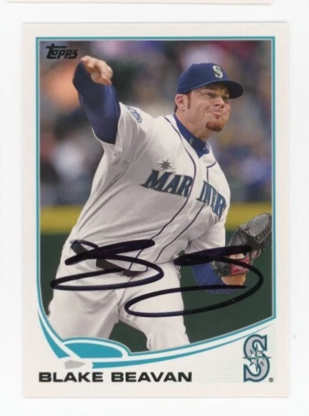 SIGNED BASEBALL CARD AUTO TOPPS 2013 SEATTLE MARINERS BLAKE BEAVAN #431 PITCHER
