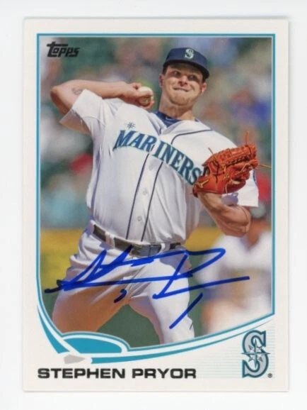 SIGNED BASEBALL CARD AUTO TOPPS 2013 SEATTLE MARINERS STEPHEN PRYOR #US284 P