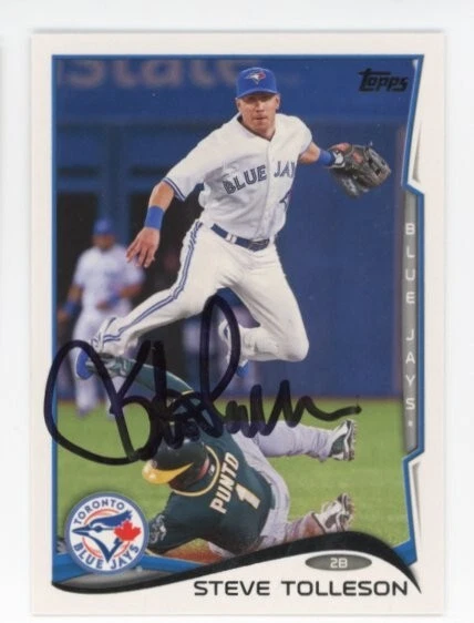 SIGNED BASEBALL CARD AUTO TOPPS 2014 TORONTO BLUE JAYS STEVE TOLLESON #US47