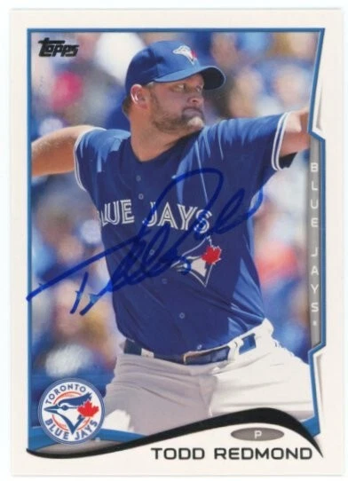 SIGNED BASEBALL CARD AUTO TOPPS 2014 TORONTO BLUE JAYS TODD REDMOND #84