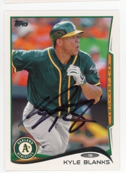 SIGNED BASEBALL CARD AUTO TOPPS 2014 OAKLAND A's ATHLETICS KYLE BLANKS #US101