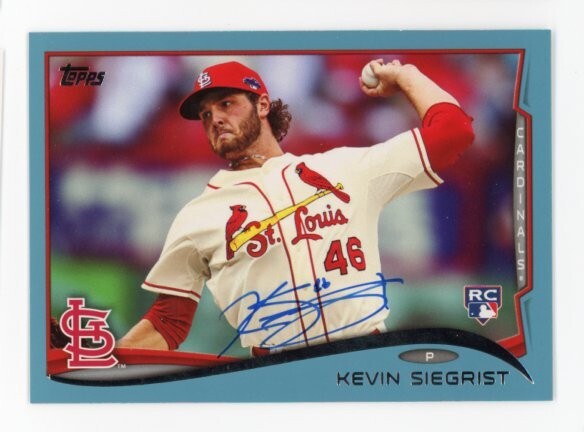 SIGNED BASEBALL CARD AUTO TOPPS 2014 ST LOUIS CARDINALS  KEVIN SIEGRIST #344 VAR