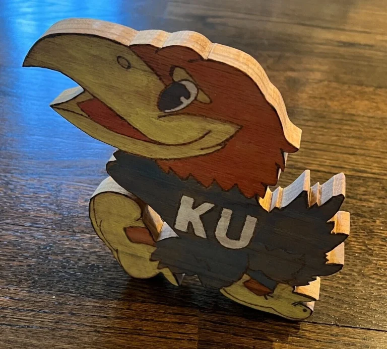 LOCAL ARTIST HAND PAINTED WOOD KANSAS KU JAYHAWKS BASKETBALL FOOTBALL BASEBALL