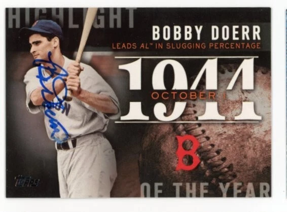 SIGNED BASEBALL CARD AUTO TOPPS 2015 BOSTON RED SOX BOBBY DOERR #H39 1944