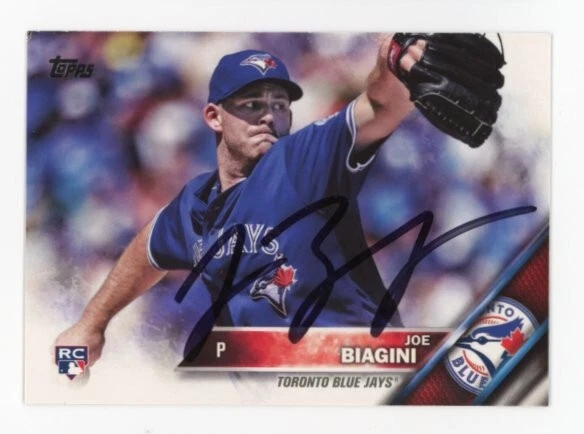 SIGNED BASEBALL CARD AUTO TOPPS 2016 TORONTO BLUE JAYS JOE BIAGINI #US242 RC
