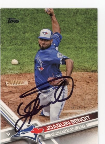 SIGNED BASEBALL CARD AUTO TOPPS 2017 TORONTO BLUE JAYS JOAQUIN BENOIT #115