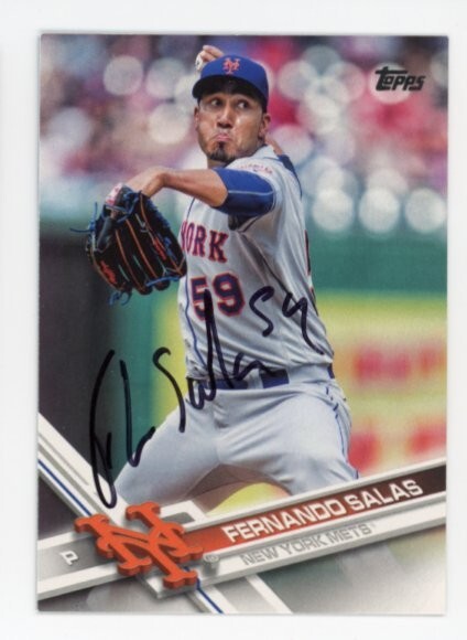 SIGNED BASEBALL CARD AUTO TOPPS 2017 NEW YORK METS FERNANDO SALAS #US262