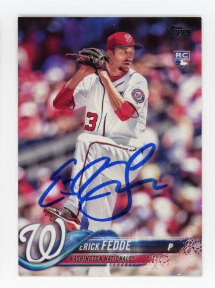 SIGNED BASEBALL CARD AUTO TOPPS 2018 WASHINGTON NATIONALS ERICK FEDDE #217 RC