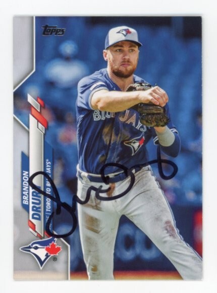 SIGNED BASEBALL CARD AUTO TOPPS 2020 TORONTO BLUE JAYS BRANDON DRURY #253