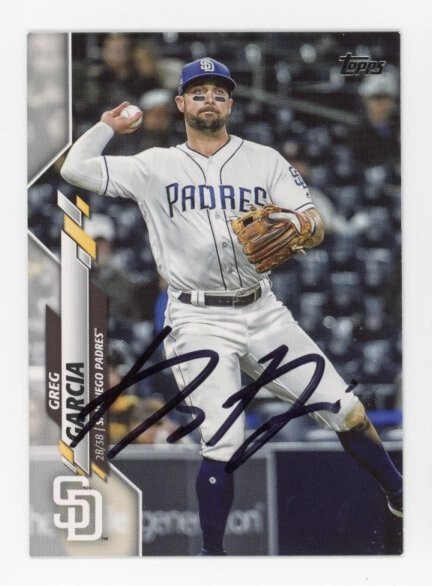 SIGNED BASEBALL CARD AUTO TOPPS 2020 SAN DIEGO PADRES GREG GARCIA #U68
