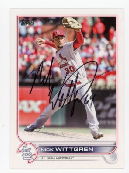 SIGNED BASEBALL CARD AUTO TOPPS 2022 NICK WITTGREN ST LOUIS CARDINALS #US202