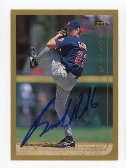 SIGNED BASEBALL CARD AUTO TOPPS 1999 BRAD RADKE MINNESOTA TWINS #19