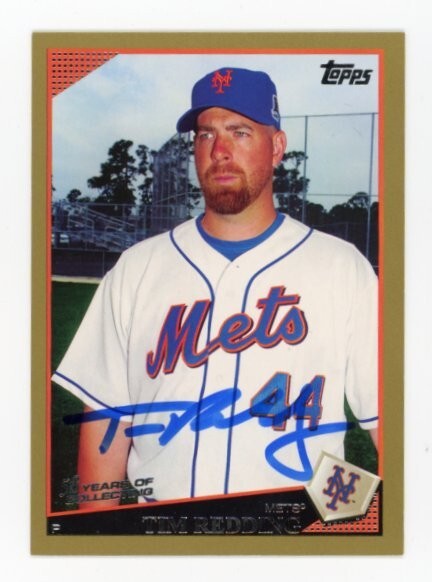SIGNED BASEBALL CARD AUTO TOPPS 2009 TIM REDDING NEW YORK METS GOLD /2009 #551