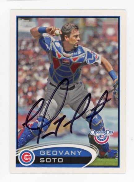 SIGNED BASEBALL CARD AUTO OPENING DAY TOPPS 2012 GEOVANY SOTO CHICAGO CUBS #176