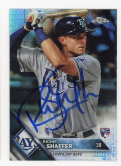 SIGNED BASEBALL CARD AUTO TOPPS CHROME 2016 RICHIE SHAFFER #29 TAMPA BAY RAYS RC