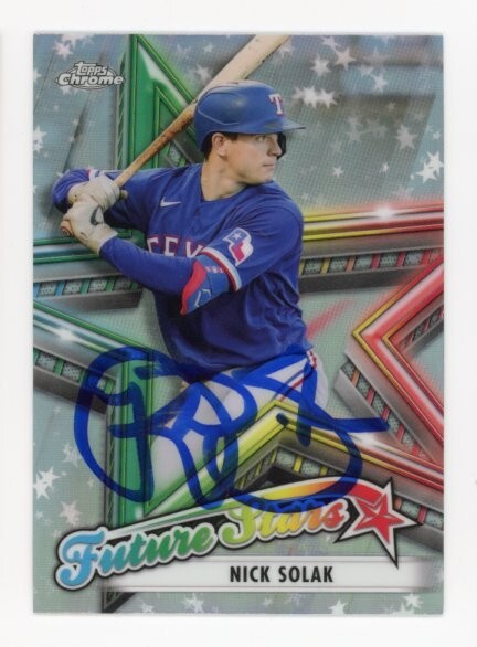 SIGNED BASEBALL CARD AUTO TOPPS CHROME 2021 #FS-15 NICK SOLAK TEXAS RANGERS