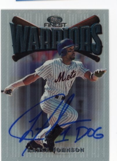 SIGNED BASEBALL CARD AUTO TOPPS FINEST LANCE JOHNSON #119 1997 NEW YORK METS