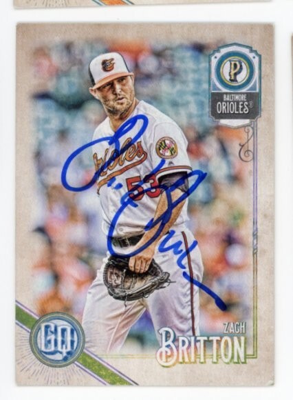 SIGNED BASEBALL CARD AUTO TOPPS GYPSY QUEEN 2018 ZACH BRITTON #183 ORIOLES