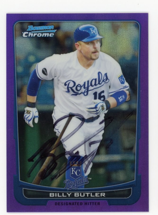 SIGNED BASEBALL CARD AUTO BOWMAN CHROME 2012 ROYALS BILLY BUTLER REFRACTOR #23