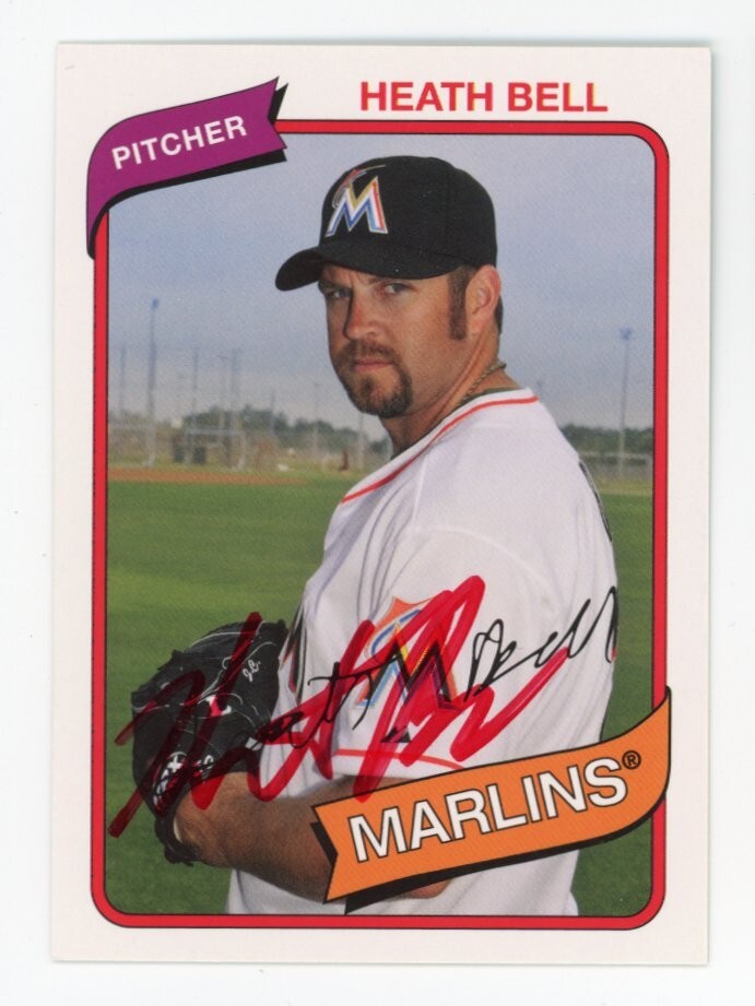 SIGNED BASEBALL CARD AUTO 2012 TOPPS ARCHIVES HEATH BELL #121 MAIMI MARLINS