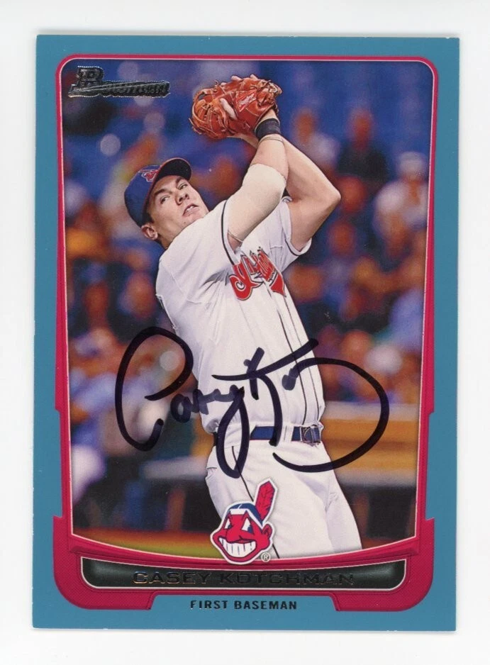 SIGNED BASEBALL CARD AUTO BOWMAN 2012 CLEVELAND INDIANS CASEY KOTCHMAN #43 /500
