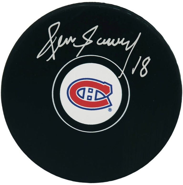 Denis Savard Signed Montreal Canadiens Logo Hockey Puck - (SCHWARTZ SPORTS COA)