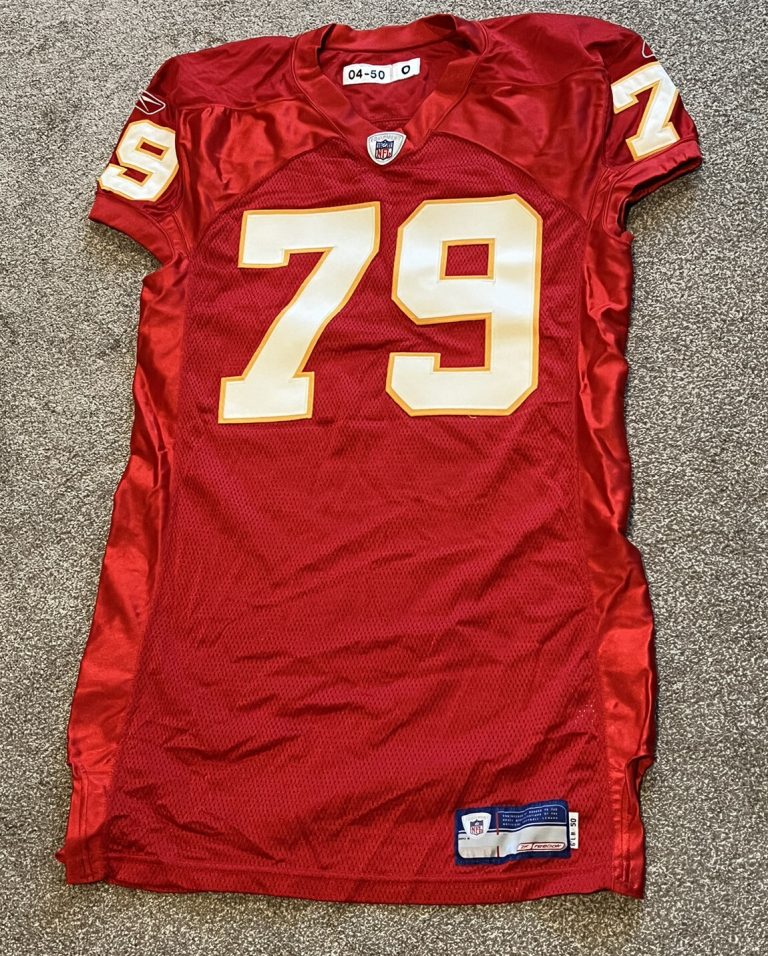 KANSAS CITY CHIEFS GAME USED ? ISSUED FOOTBALL JERSEY NO NAME PRO CUT SZ 50 #79