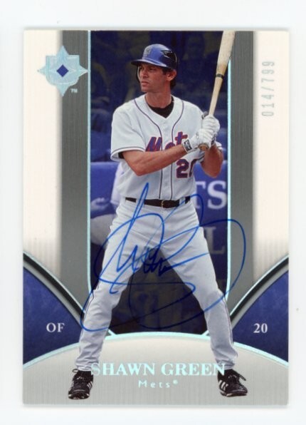 SIGNED BASEBALL CARD AUTO UPPER DECK ULTIMATE COLLECTION SHAWN GREEN METS /799