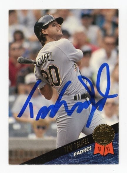 SIGNED BASEBALL CARD AUTO TIM TEUFEL #10 1993 LEAF SERIES ONE SAN DIEGO PADRES