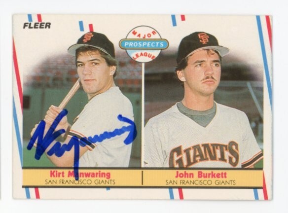 SIGNED BASEBALL CARD AUTO 1988 FLEER KIRT MANWARNING SAN FRANCISCO GIANTS #651