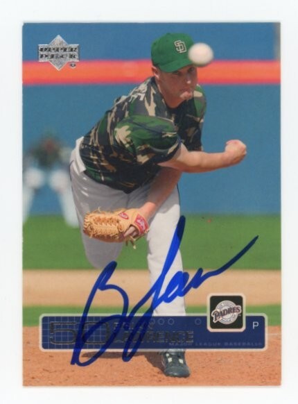SIGNED BASEBALL CARD AUTO BRIAN LAWRENCE SAN DIEGO PADRES 2003 UPPER DECK 468 UD