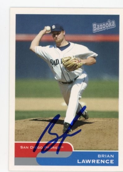 SIGNED BASEBALL CARD AUTO BRIAN LAWRENCE SAN DIEGO PADRES 2004 TOPPS BAZOOKA 228