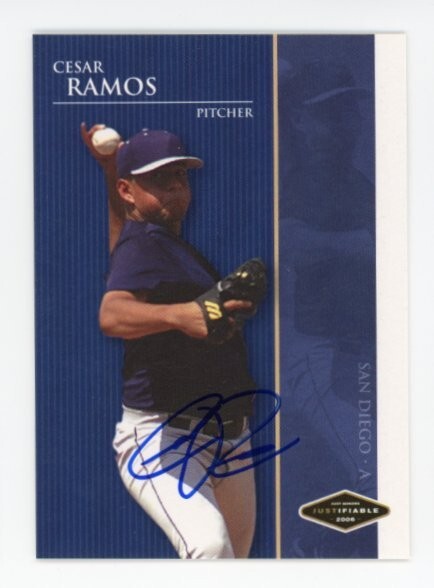 SIGNED BASEBALL CARD AUTO CESAR RAMOS #JF-32 SAN DIEGO PADRES 2006 JUSTIFIABLE