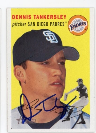 SIGNED BASEBALL CARD AUTO PADRES DENNIS TANKERSLEY 2003 TOPPS HERITAGE #121