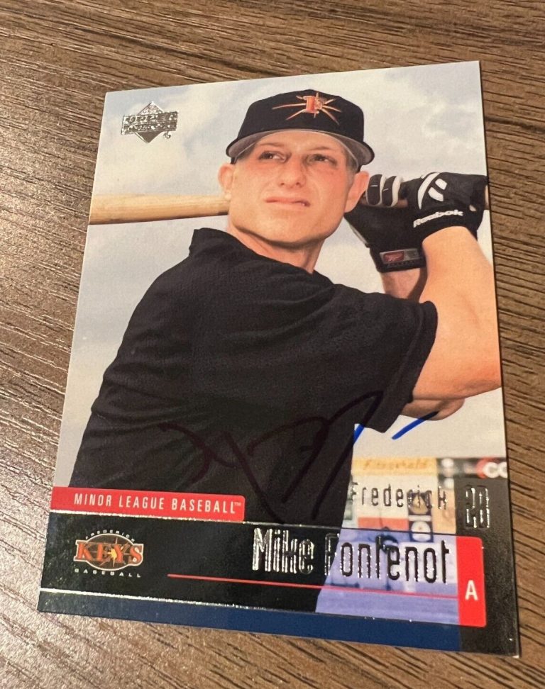 SIGNED BASEBALL CARD AUTO BALTIMORE ORIOLES MIKE FONTENOT 2002 UD MILB 124 MINOR