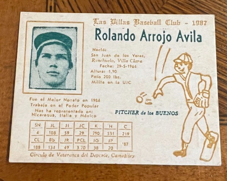 1987 CUBA BASEBALL CALENDAR CARD ROLANDO ARROJO AVILA
