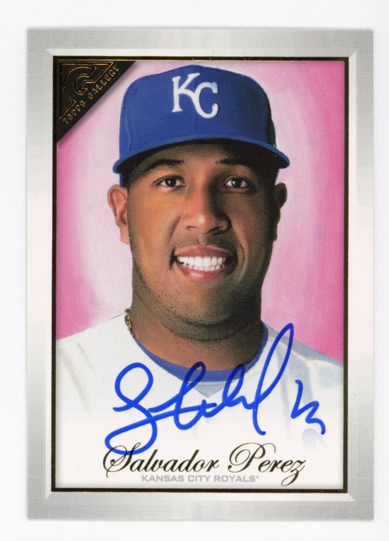 SIGNED BASEBALL CARD AUTO KC ROYALS SALVADOR PEREZ 2019 TOPPS GALLERY #100