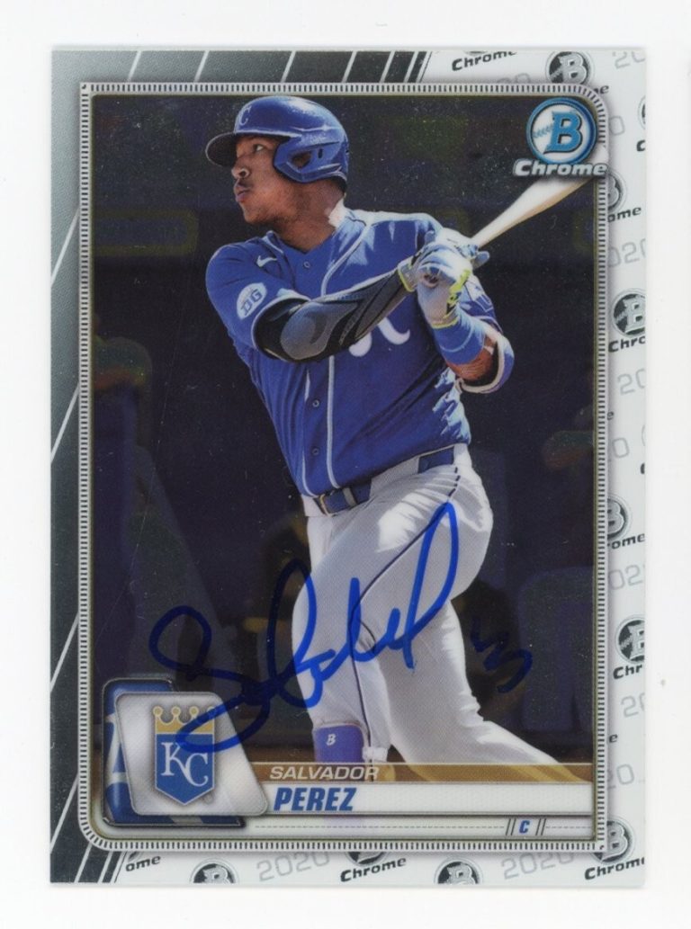 SIGNED BASEBALL CARD AUTO KC ROYALS SALVADOR PEREZ 2020 BOWMAN CHROME #59